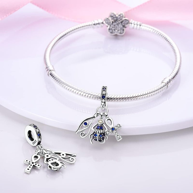 MULA 925 Sterling Silver Charms for Bracelets and Necklaces Lucky Home Happy Family Forever Love Mom Beads Dangle Pendants Jewelry for Women - Image 2